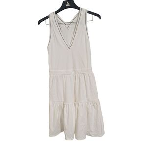 White Tiered Sleeveless Activewear Dress 2 Piece Set Shorts Women's M